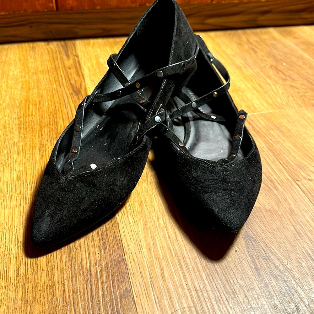 Rebecca Minkoff Faye Black Suede Studded Flats